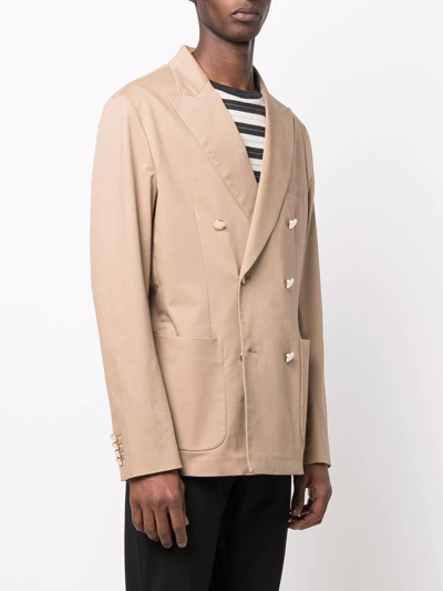 Tonello Double-breasted Fitted Blazer In Neutrals