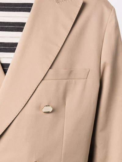 Tonello Double-breasted Fitted Blazer In Neutrals