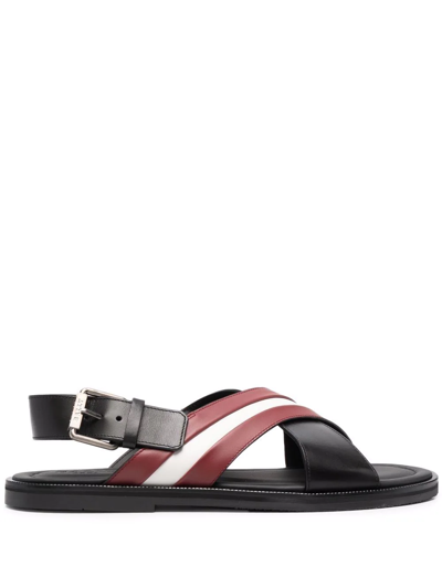 Shop Bally Stripe-print Strap Sandals In Black