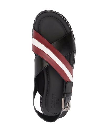 Shop Bally Stripe-print Strap Sandals In Black