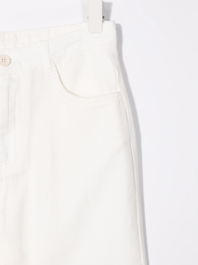 Shop Douuod Teen Five-pocket Cotton Flared Trousers In White