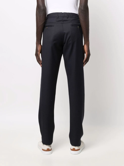 Shop Canali Drawstring-waist Trousers In Blue