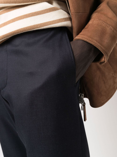 Shop Canali Drawstring-waist Trousers In Blue