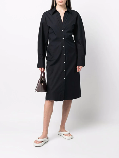 Shop Vince Pointed-collar Cotton Shirt Dress In Blue