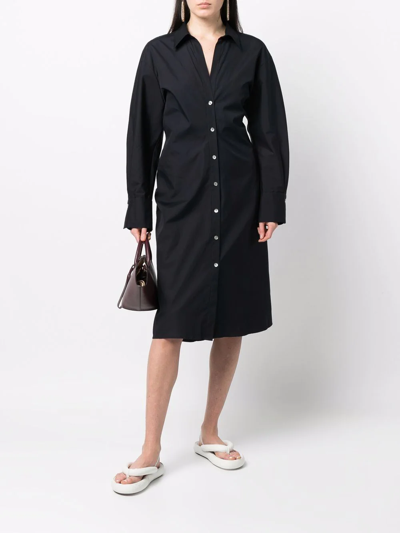 Vince Pointed-collar Cotton Shirt Dress In Blue
