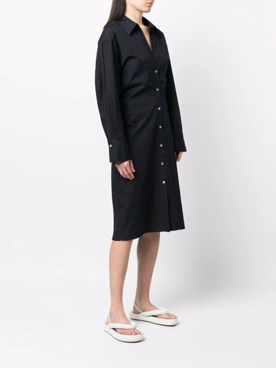 Vince Pointed-collar Cotton Shirt Dress In Blue