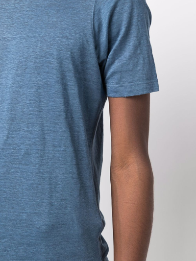 Shop Lardini Chenille-texture Cotton T-shirt In Blue