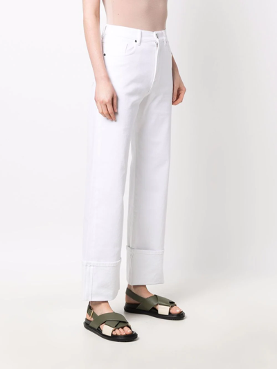 Shop P.a.r.o.s.h High Rise Straight Leg Jeans In White