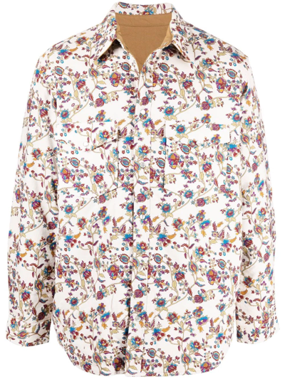 Shop Isabel Marant Floral-print Cotton Shirt Jacket In Neutrals