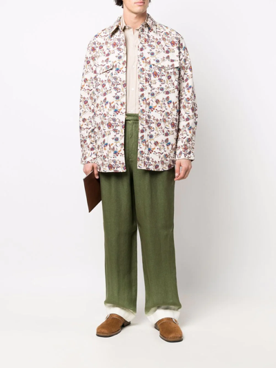 Shop Isabel Marant Floral-print Cotton Shirt Jacket In Neutrals