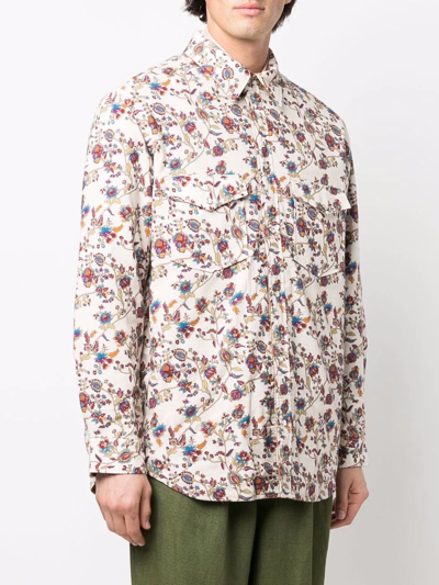 Isabel Marant Floral-print Cotton Shirt Jacket In Neutrals
