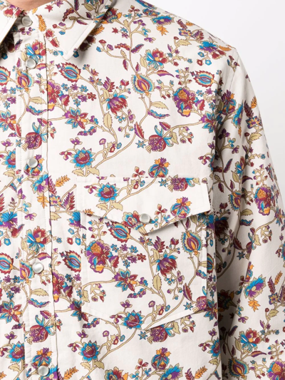 Isabel Marant Floral-print Cotton Shirt Jacket In Neutrals