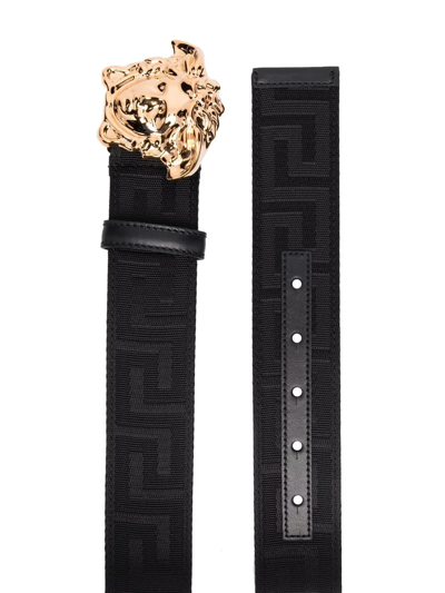 Shop Versace Medusa-buckle Belt In Black