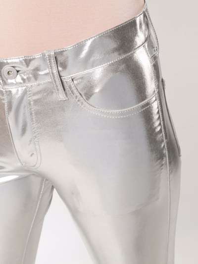 Shop Junya Watanabe Metallic Cropped-leg Trousers In Grey