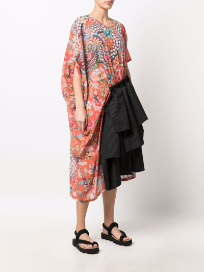 Shop Junya Watanabe Ruffle-detail Midi Dress In Orange