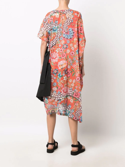 Shop Junya Watanabe Ruffle-detail Midi Dress In Orange
