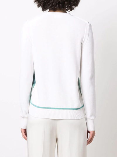 Ferragamo Cardigan With Silk Panel Inserts In White