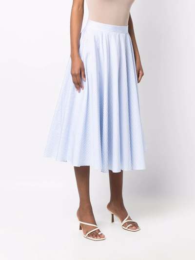 Shop Michael Kors Stripe-print Midi Skirt In White