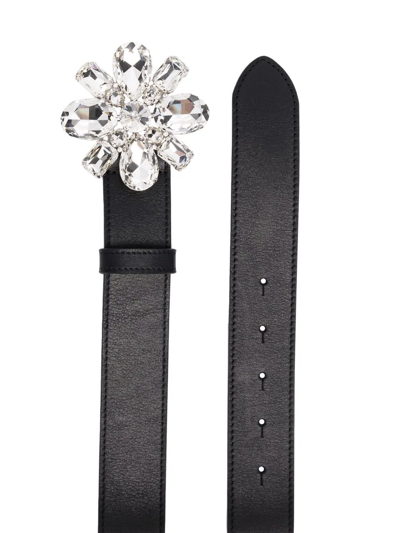 Shop Alessandra Rich Crystal-embellished Buckle Belt In Black