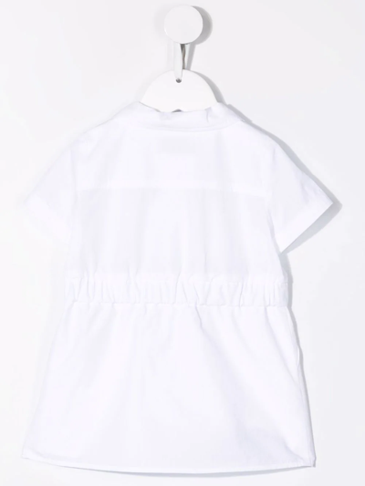 Shop Moncler Logo-patch Zip-up Shirt Dress In White