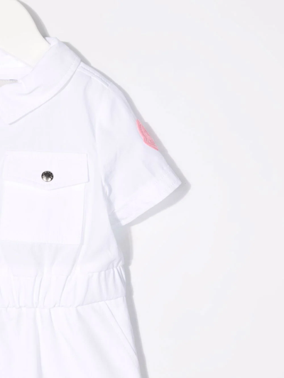 Shop Moncler Logo-patch Zip-up Shirt Dress In White