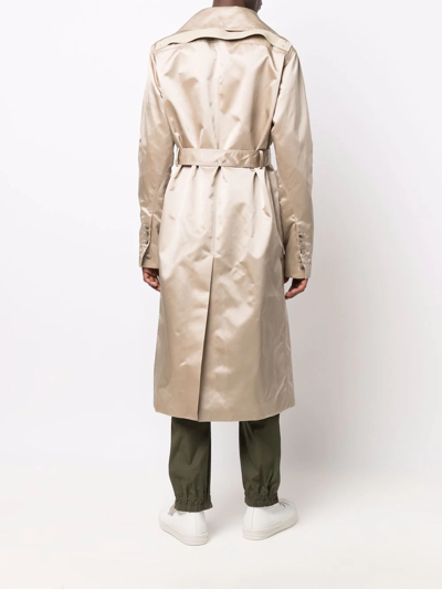Shop Rick Owens Satin-finish Trench Coat In Neutrals