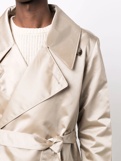 Shop Rick Owens Satin-finish Trench Coat In Neutrals