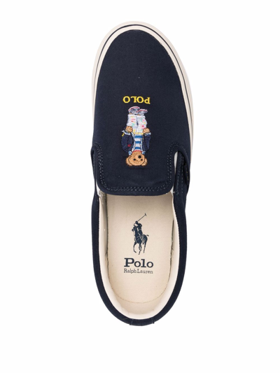 Shop Polo Ralph Lauren Polo Bear Slip-on Sneakers In Blue