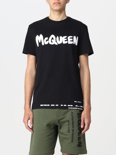 Shop Alexander Mcqueen Tshirt With Logo In Black