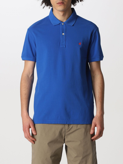 Shop Brooksfield Polo Shirt In Cotton With Logo In Gnawed Blue