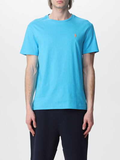 Shop Polo Ralph Lauren Cotton T-shirt With Logo In Blue