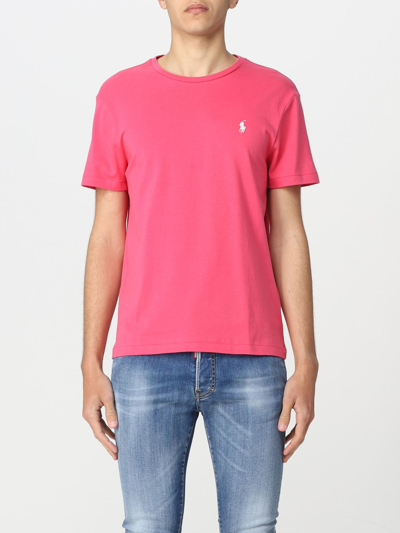 Shop Polo Ralph Lauren Cotton T-shirt With Logo In Cyclamen