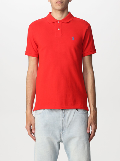 Shop Polo Ralph Lauren Cotton Polo Shirt With Logo In Red