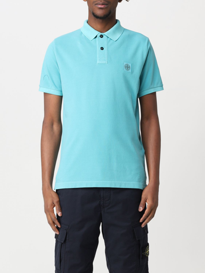 Shop Stone Island Polo Shirt In Pique Cotton With Logo In 水