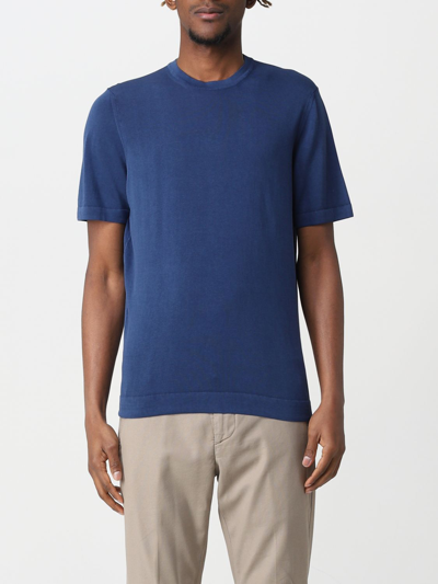Shop Drumohr Basic Cotton T-shirt In Royal Blue