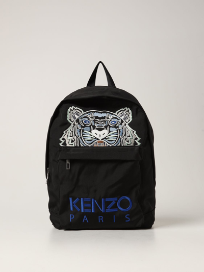Shop Kenzo Backpack In Technical Canvas With Embroidered Tiger In Black