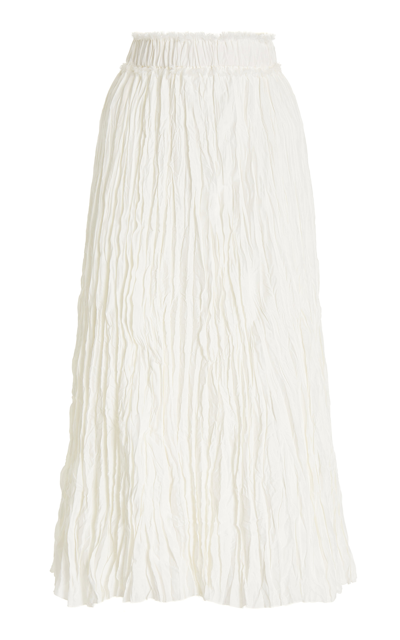 Shop Totême Women's Crinkled Silk Midi Skirt In White,black