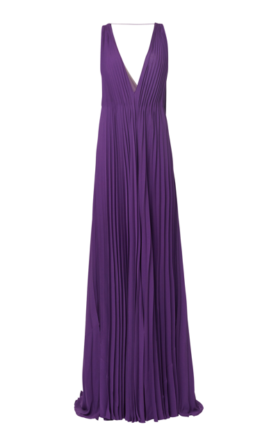 Shop Valentino Women's Silk Georgette Gown In Purple