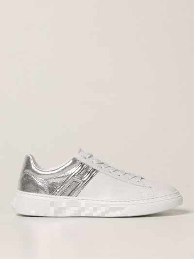 Shop Hogan H365  Sneakers In Leather With Elongated H In White 1
