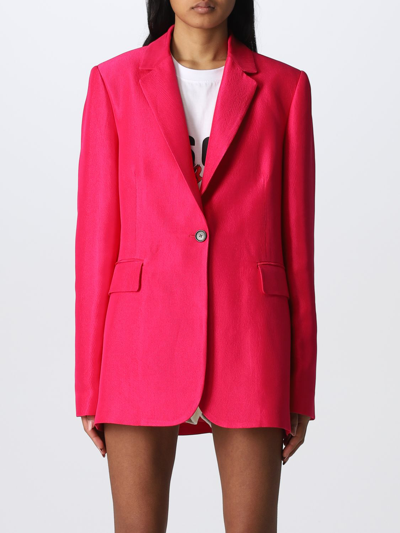 Shop Msgm Single-breasted Jacket In Viscose In Fuchsia