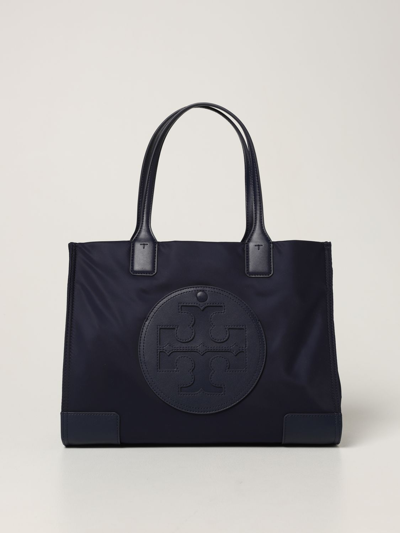 Shop Tory Burch Ella Tote  Nylon Bag With Emblem In 蓝色