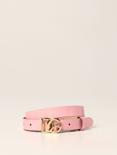 Shop Dolce & Gabbana Patent Leather Belt In 粉色