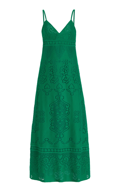 Shop Valentino Women's Crocheted Cotton-blend Maxi Dress In Green