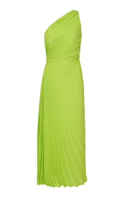 Shop Valentino Women's Asymmetric Silk Georgette Midi Dress In Green