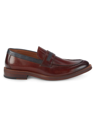 Shop Kenneth Cole New York Men's Prewitt Leather Penny Loafers In Cognac Navy