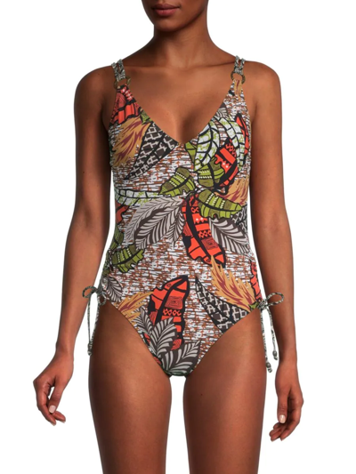 Shop Skinny Dippers Women's Wurley Printed One-piece Swimsuit In Brunette