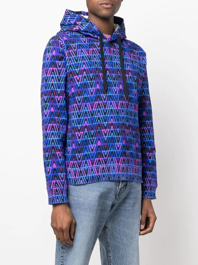 Shop Valentino Optical  Print Hoodie In Blau