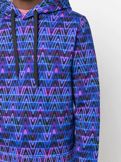 Shop Valentino Optical  Print Hoodie In Blau