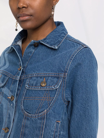 Shop Ahluwalia Laser-print Denim Jacket In Blau