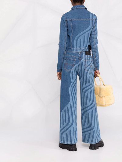 Shop Ahluwalia Laser-print Denim Jacket In Blau